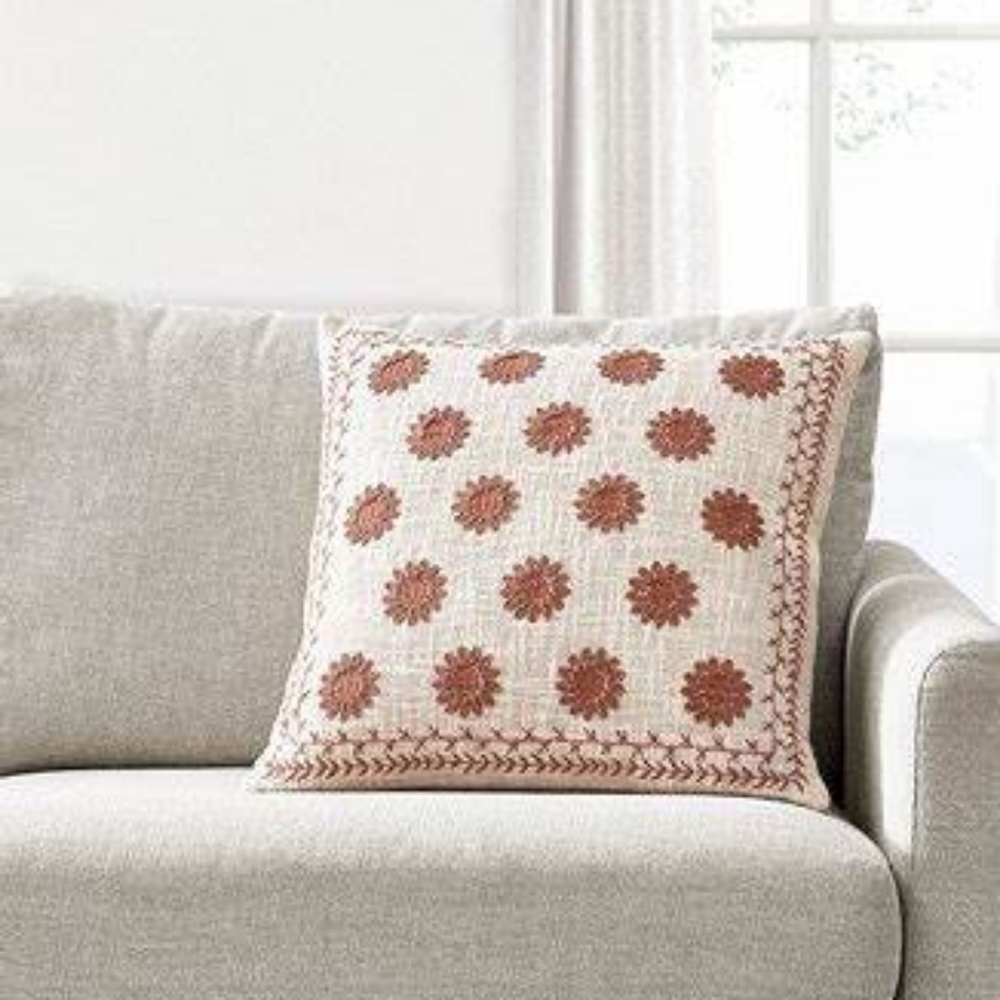 LACOURTE Sunflower Teracotta Decorative Pillow, 20" x 20"